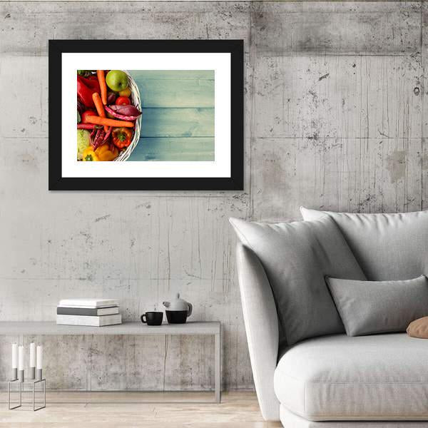White Basket With Vegetables Canvas Wall Art-5 Horizontal-Gallery Wrap-22" x 12"-Tiaracle