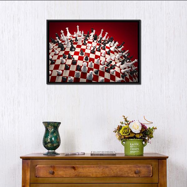 White &amp; Black Chess Panoramic Canvas Wall Art-1 Piece-36" x 12"-Tiaracle