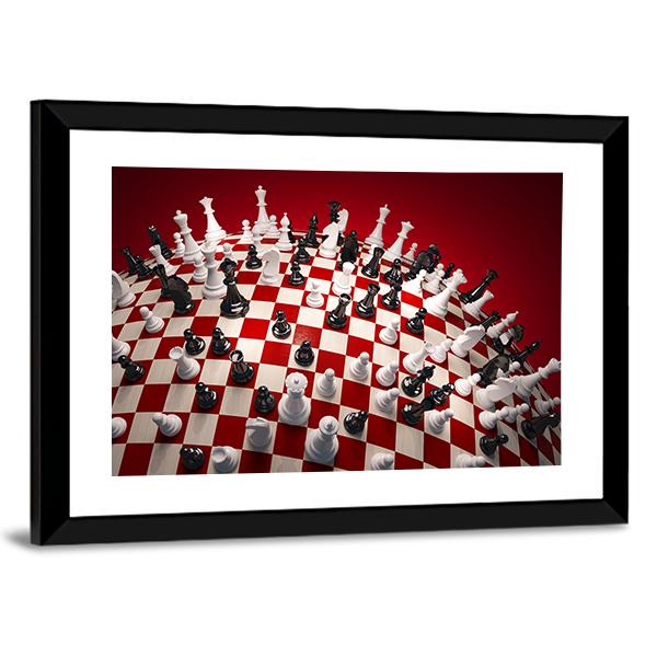 White & Black Chess Panoramic Canvas Wall Art-1 Piece-36" x 12"-Tiaracle