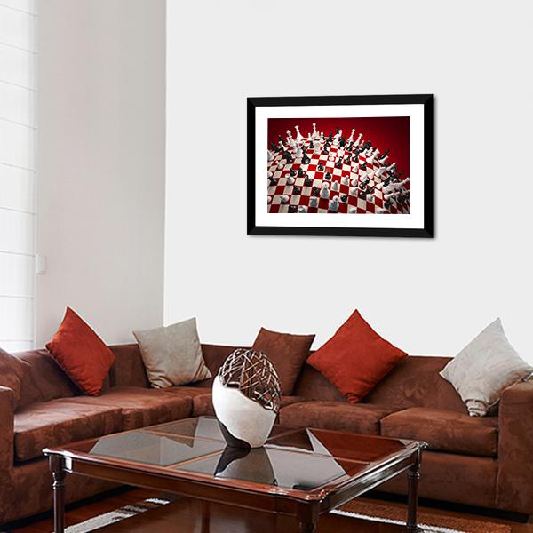 White & Black Chess Panoramic Canvas Wall Art-1 Piece-36" x 12"-Tiaracle