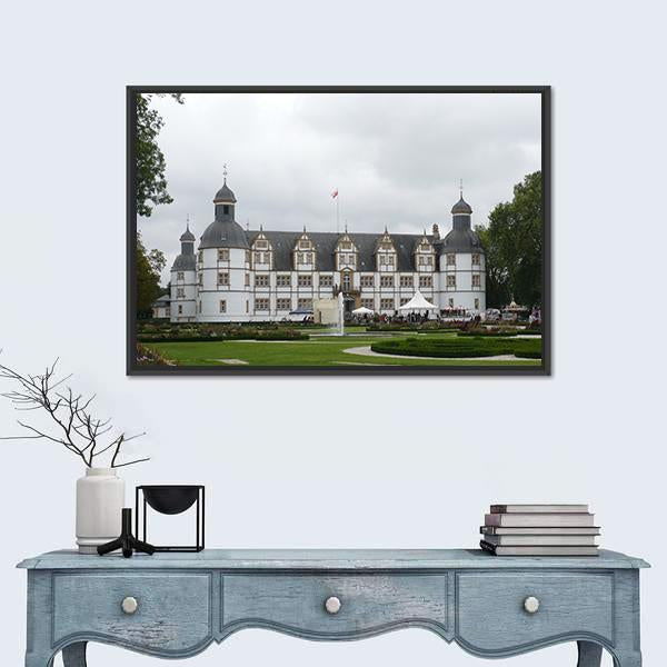 White Castle In Paderborn Germany Canvas Wall Art-1 Piece-Floating Frame-24" x 16"-Tiaracle