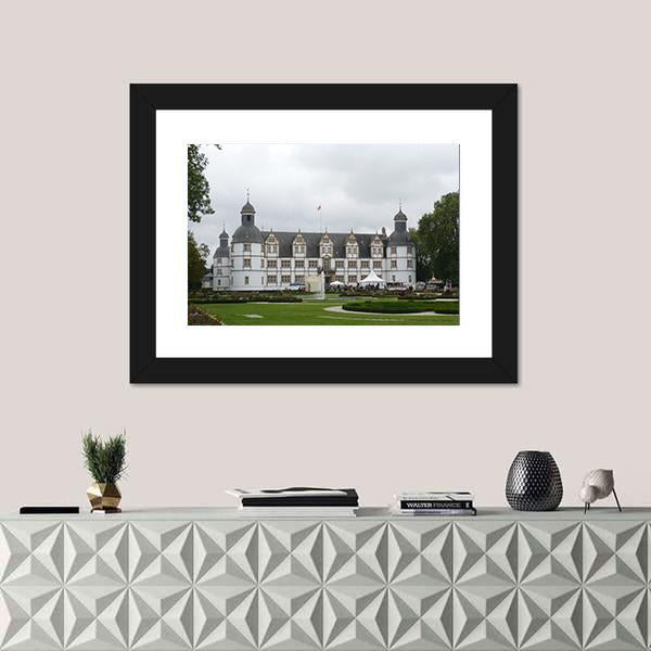 White Castle In Paderborn Germany Canvas Wall Art-1 Piece-Framed Print-20" x 16"-Tiaracle