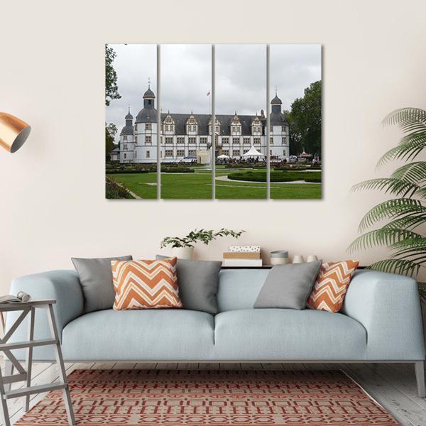 White Castle In Paderborn Germany Canvas Wall Art-4 Horizontal-Gallery Wrap-34" x 24"-Tiaracle