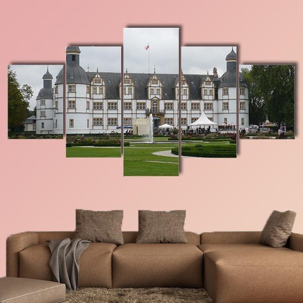 White Castle In Paderborn Germany Canvas Wall Art-5 Star-Gallery Wrap-62" x 32"-Tiaracle