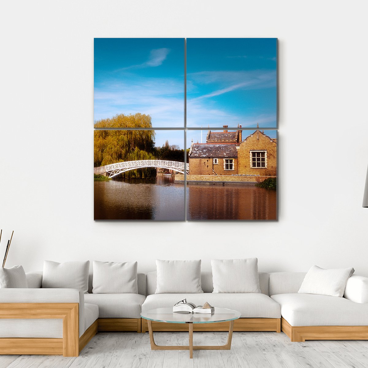White Chinese Bridge Canvas Wall Art-4 Square-Gallery Wrap-17" x 17"-Tiaracle