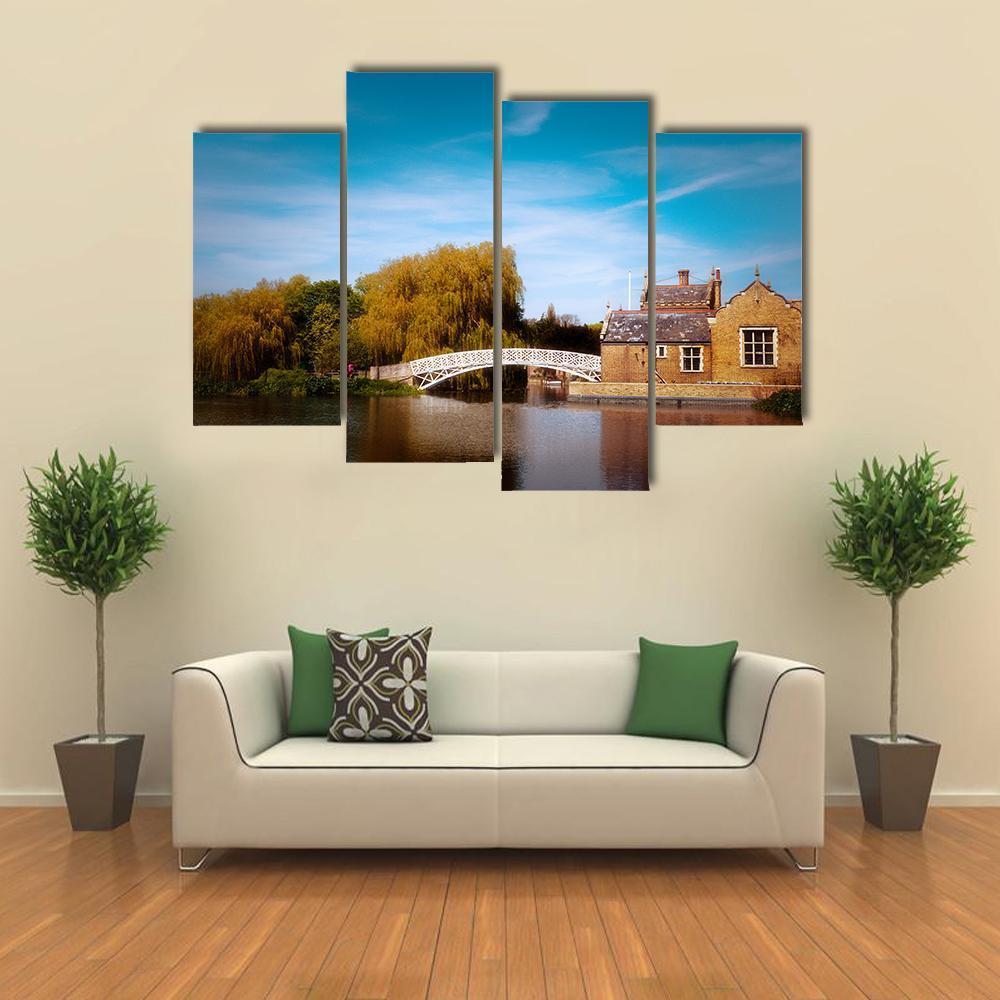 White Chinese Bridge Canvas Wall Art-4 Pop-Gallery Wrap-50" x 32"-Tiaracle