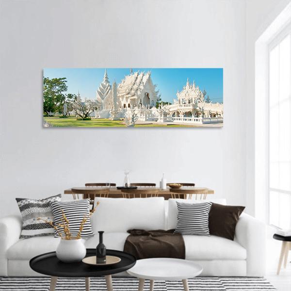 White Temple In Thailand Panoramic Canvas Wall Art-1 Piece-36" x 12"-Tiaracle