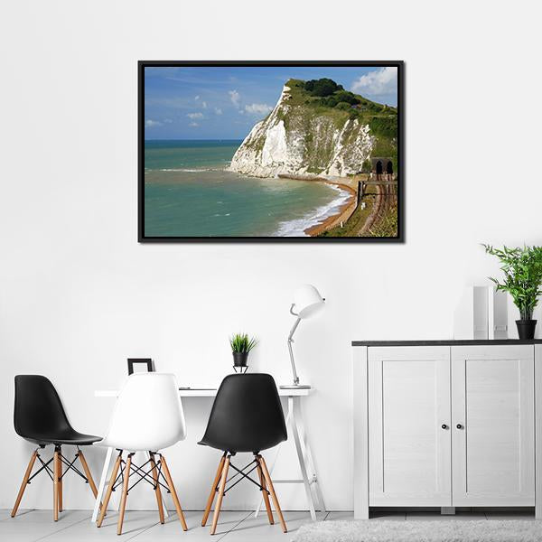 White Cliffs Near Dover Canvas Wall Art-3 Horizontal-Gallery Wrap-25" x 16"-Tiaracle