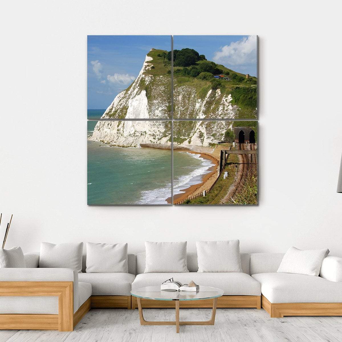 White Cliffs Near Dover Canvas Wall Art-4 Square-Gallery Wrap-17" x 17"-Tiaracle