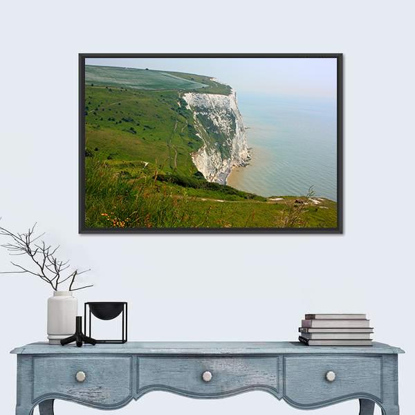 White Cliffs Of Dover Canvas Wall Art-1 Piece-Floating Frame-24" x 16"-Tiaracle