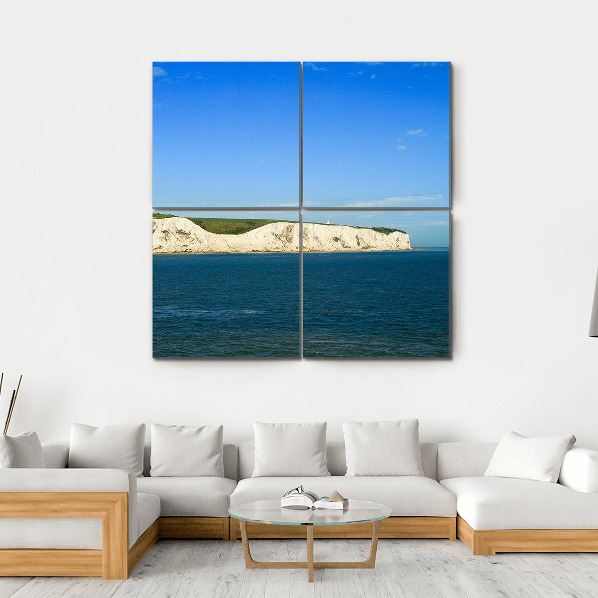 White Cliffs Of Dover From The Sea Canvas Wall Art-4 Square-Gallery Wrap-17" x 17"-Tiaracle