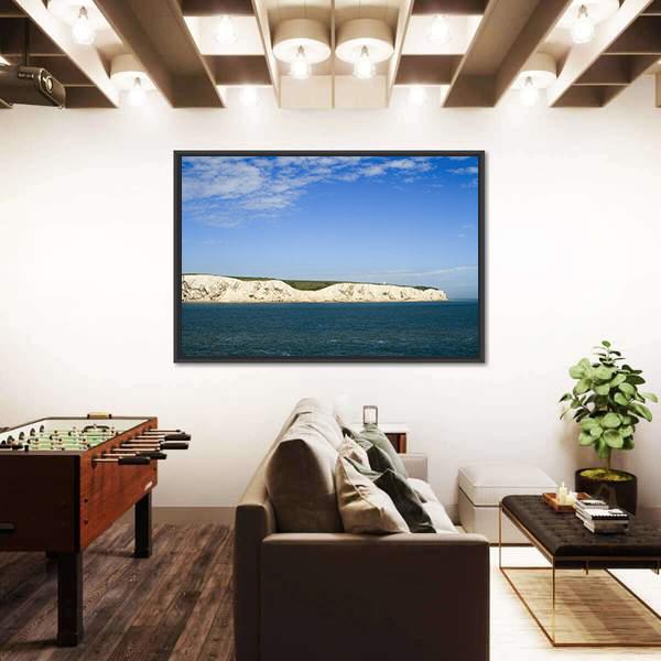White Cliffs Of Dover In Kent From The Sea Canvas Wall Art-3 Horizontal-Gallery Wrap-25" x 16"-Tiaracle