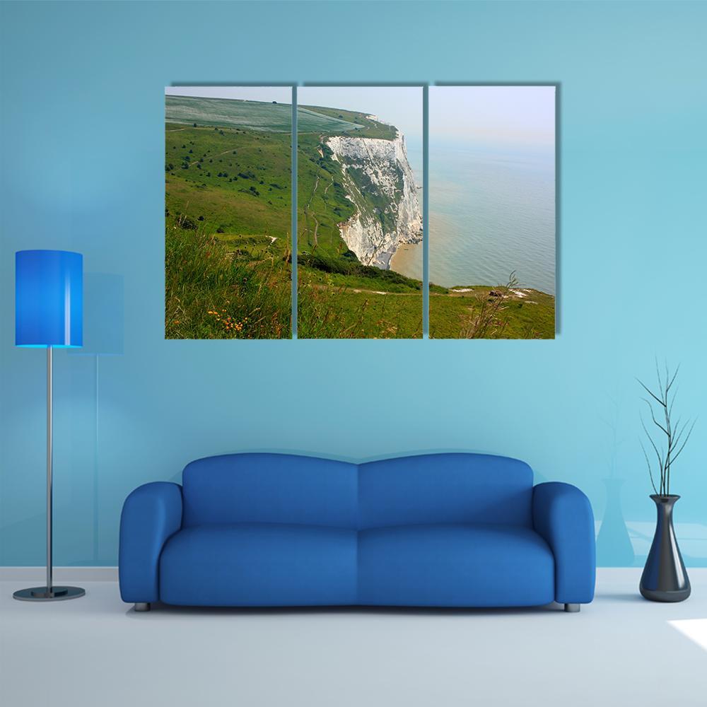 White Cliffs Of Dover Canvas Wall Art-3 Horizontal-Gallery Wrap-37" x 24"-Tiaracle