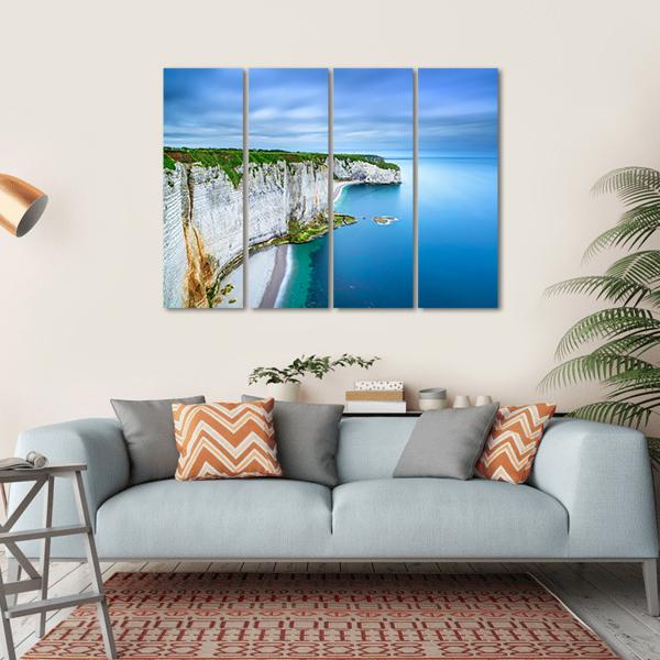 White Cliffs Of Normandy Canvas Wall Art-4 Horizontal-Gallery Wrap-34" x 24"-Tiaracle
