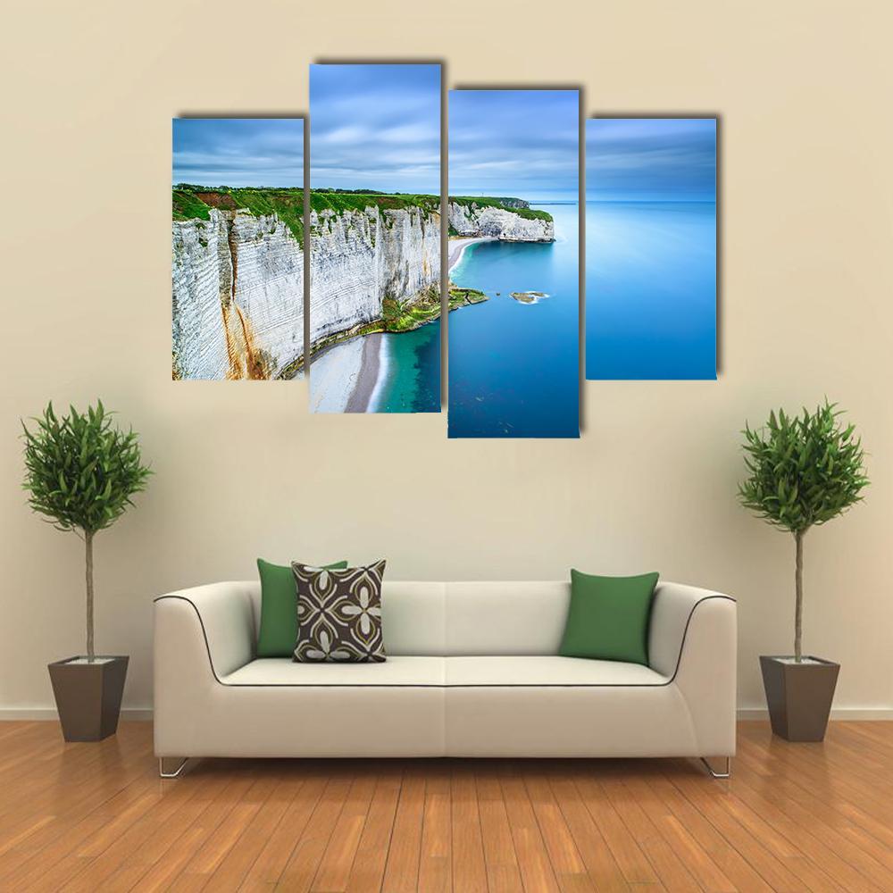 White Cliffs Of Normandy Canvas Wall Art-4 Pop-Gallery Wrap-50" x 32"-Tiaracle