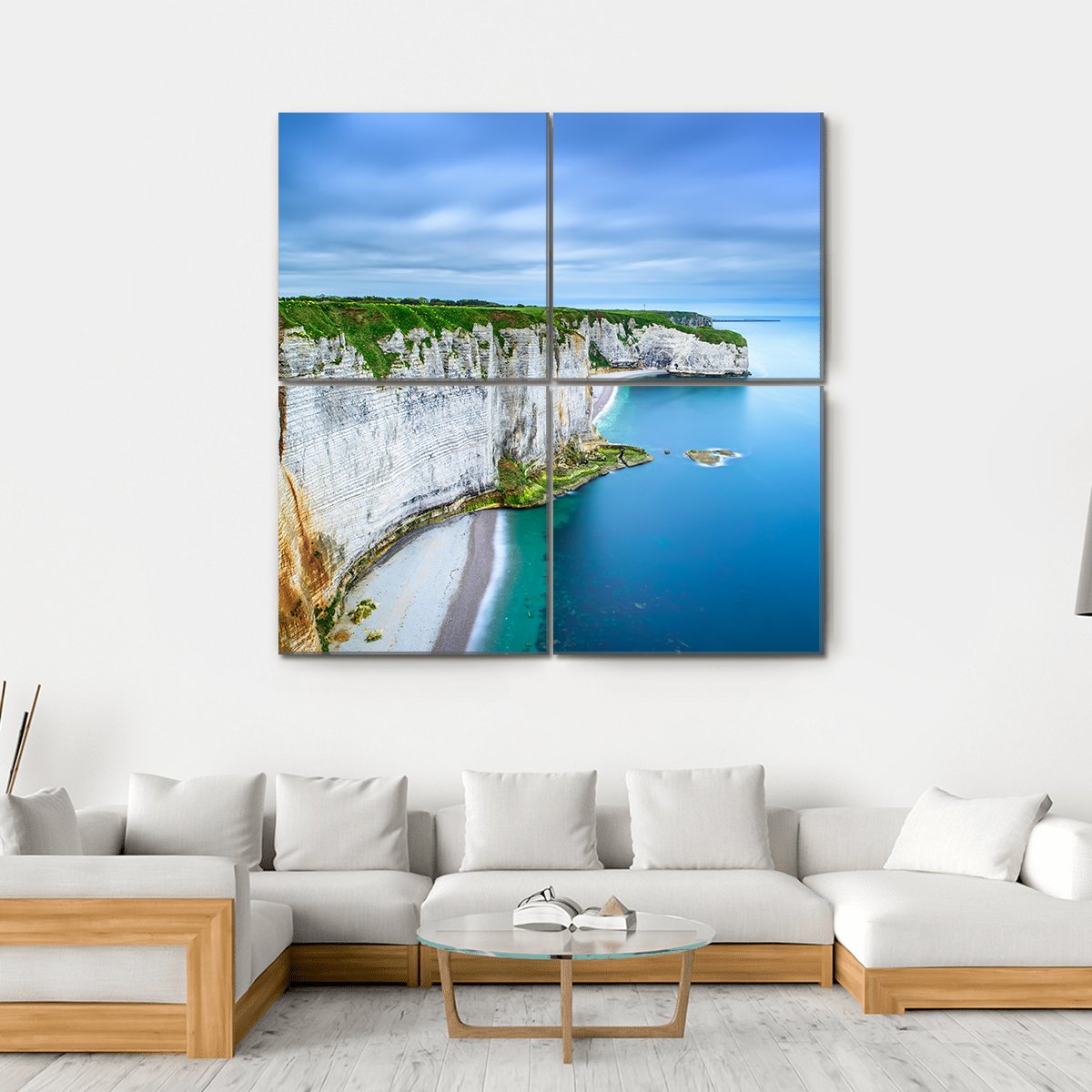 White Cliffs Of Normandy Canvas Wall Art-4 Square-Gallery Wrap-17" x 17"-Tiaracle