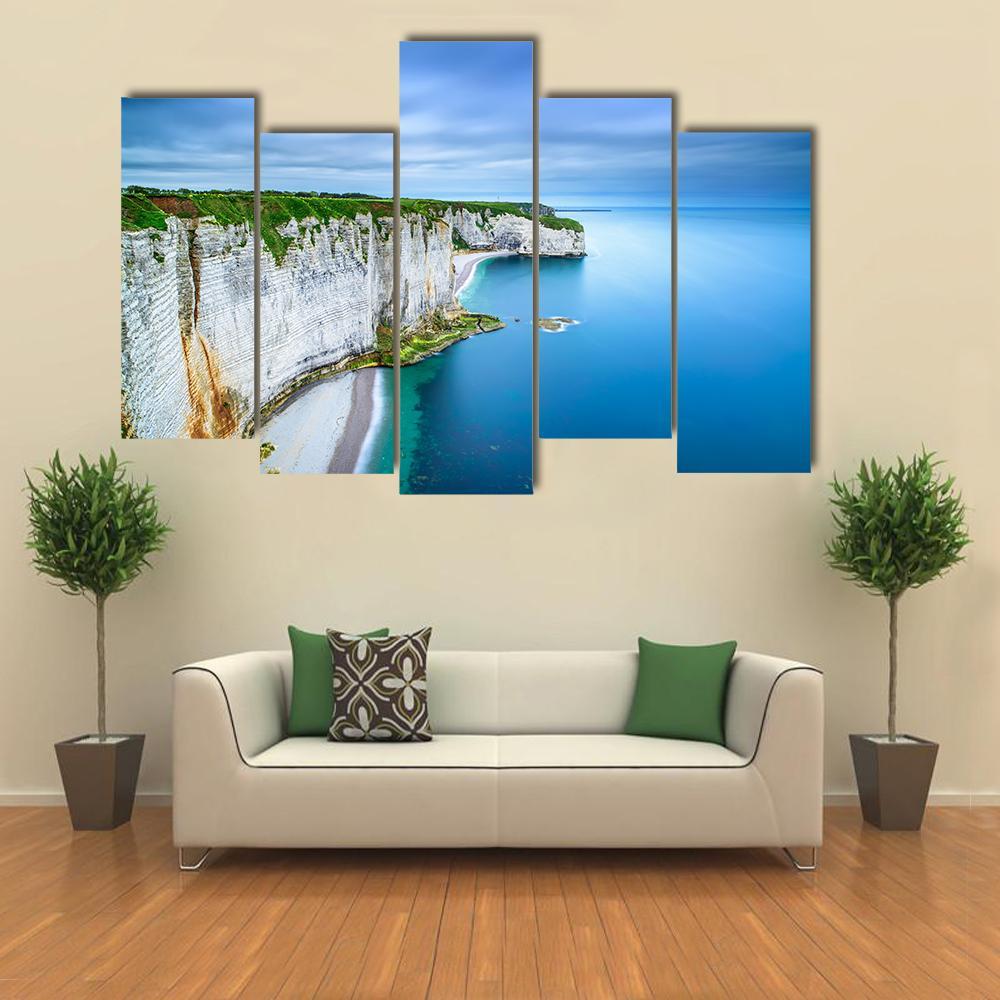 White Cliffs Of Normandy Canvas Wall Art-5 Pop-Gallery Wrap-47" x 32"-Tiaracle