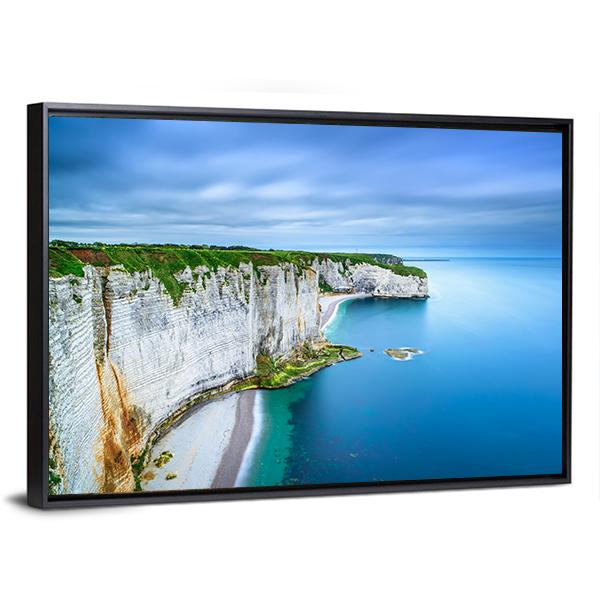 White Cliffs Of Normandy Canvas Wall Art-3 Horizontal-Gallery Wrap-25" x 16"-Tiaracle