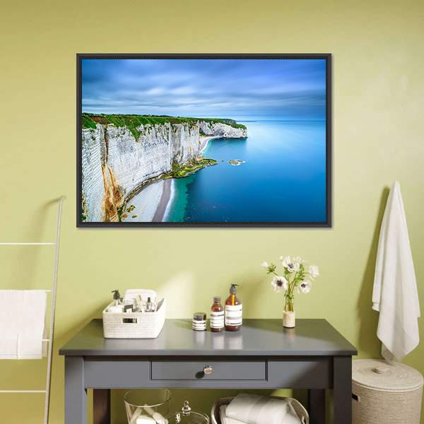 White Cliffs Of Normandy Canvas Wall Art-3 Horizontal-Gallery Wrap-25" x 16"-Tiaracle