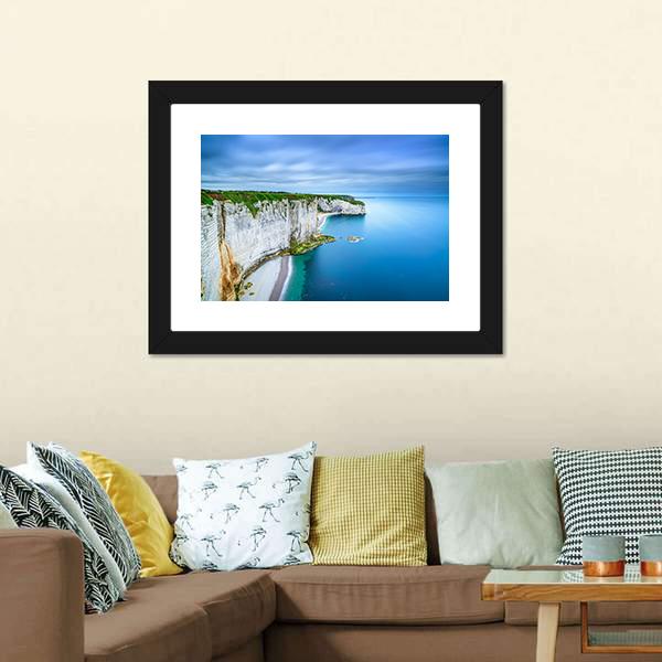 White Cliffs Of Normandy Canvas Wall Art-1 Piece-Framed Print-20" x 16"-Tiaracle