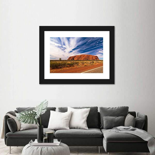 White Clouds Over Ayers Rock In Australia Canvas Wall Art-3 Horizontal-Gallery Wrap-25" x 16"-Tiaracle