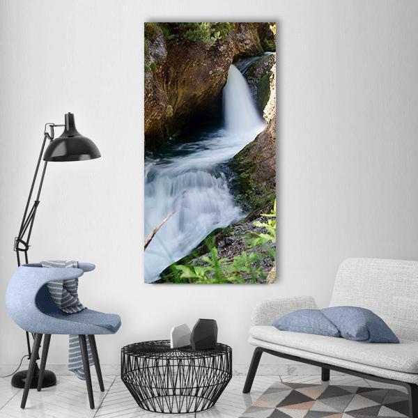 White Creek Canyon Waterfall Vertical Canvas Wall Art-1 Vertical-Gallery Wrap-12" x 24"-Tiaracle