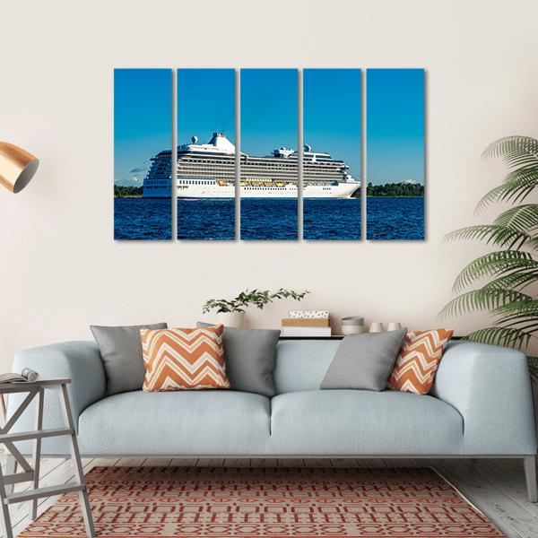 White Cruise Ship Canvas Wall Art-5 Horizontal-Gallery Wrap-22" x 12"-Tiaracle