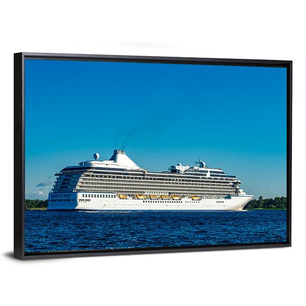White Cruise Ship Canvas Wall Art-5 Horizontal-Gallery Wrap-22" x 12"-Tiaracle