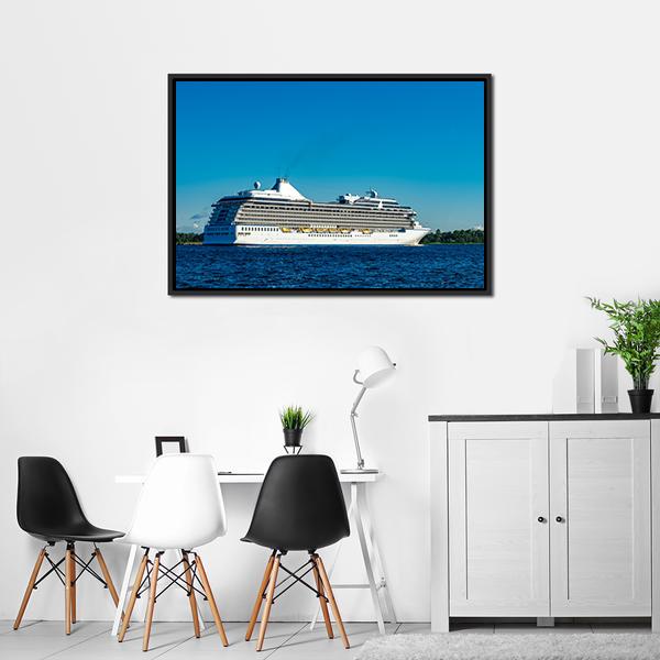 White Cruise Ship Canvas Wall Art-5 Horizontal-Gallery Wrap-22" x 12"-Tiaracle