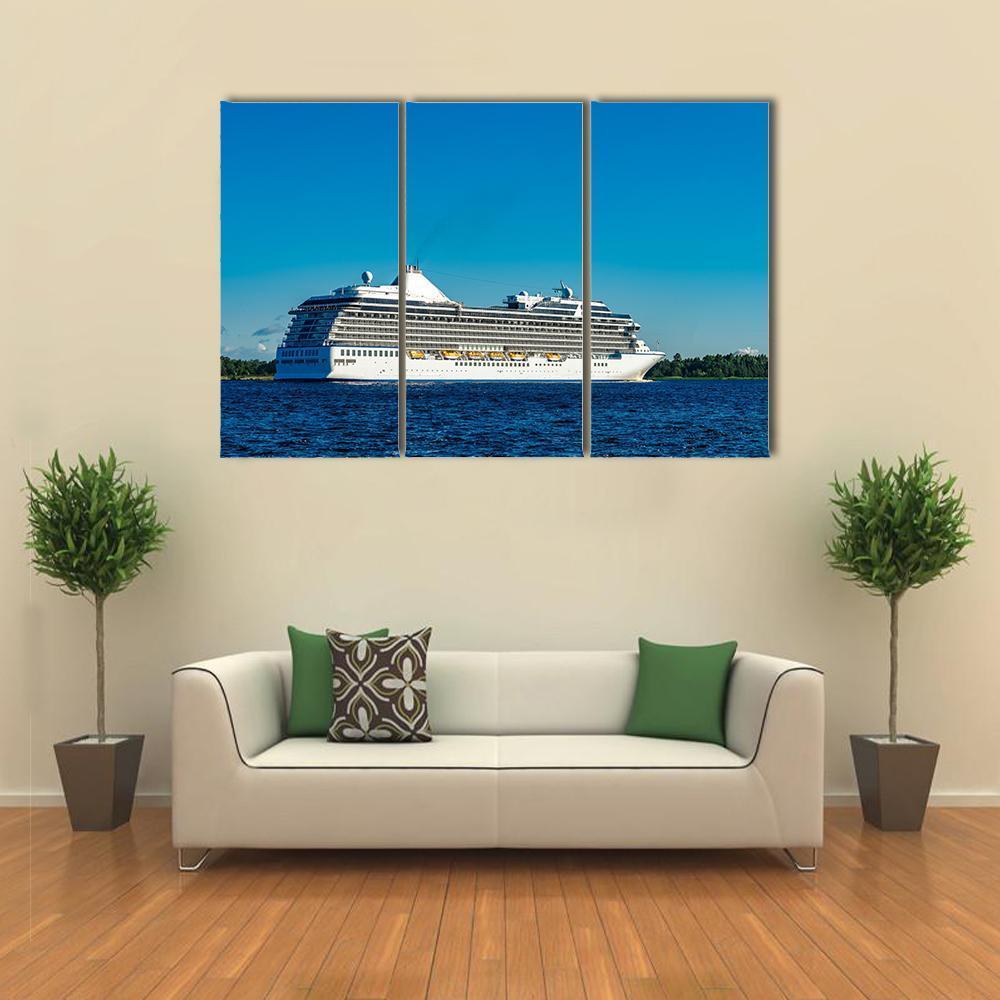 White Cruise Ship Canvas Wall Art-3 Horizontal-Gallery Wrap-37" x 24"-Tiaracle
