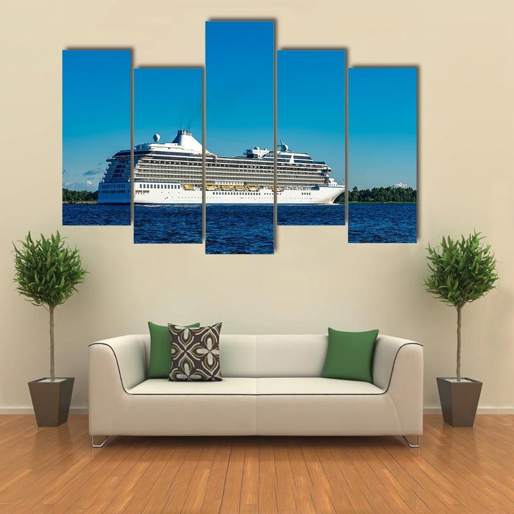 White Cruise Ship Canvas Wall Art-5 Pop-Gallery Wrap-47" x 32"-Tiaracle