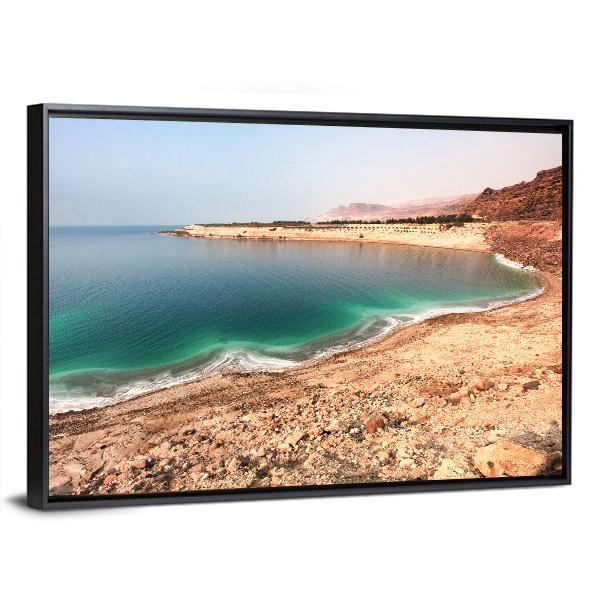 White Dead Sea Shore From Jordan Side Canvas Wall Art-3 Horizontal-Gallery Wrap-25" x 16"-Tiaracle
