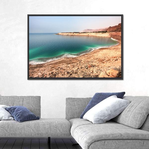 White Dead Sea Shore From Jordan Side Canvas Wall Art-5 Horizontal-Gallery Wrap-22" x 12"-Tiaracle