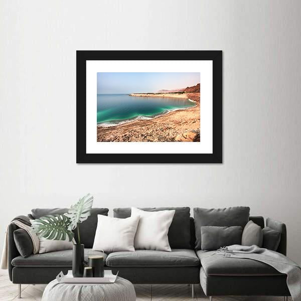 White Dead Sea Shore From Jordan Side Canvas Wall Art-3 Horizontal-Gallery Wrap-25" x 16"-Tiaracle