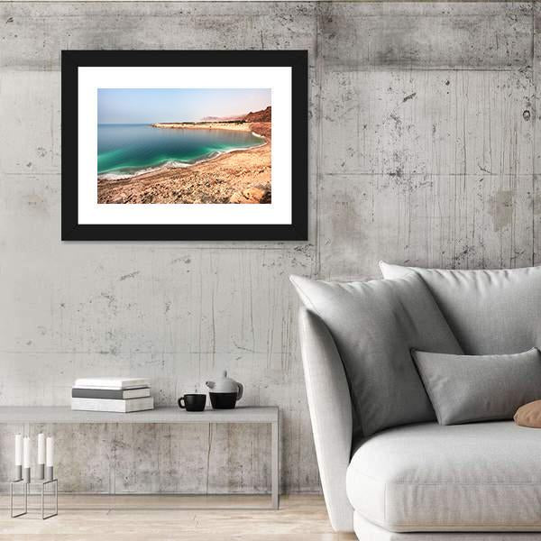 White Dead Sea Shore From Jordan Side Canvas Wall Art-5 Horizontal-Gallery Wrap-22" x 12"-Tiaracle