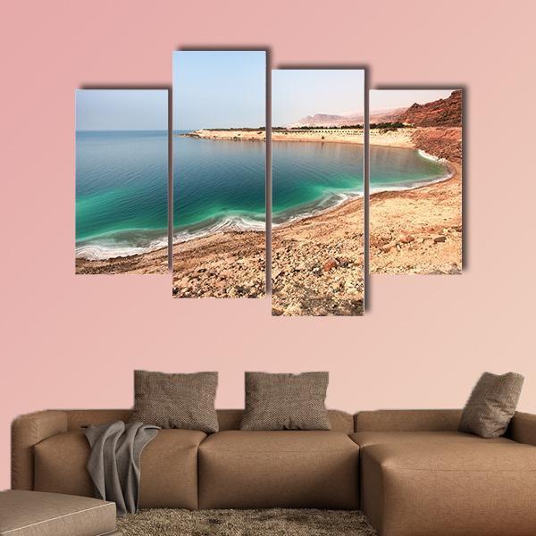 White Dead Sea Shore From Jordan Side Canvas Wall Art-4 Pop-Gallery Wrap-50" x 32"-Tiaracle