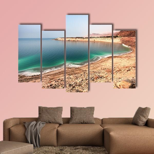White Dead Sea Shore From Jordan Side Canvas Wall Art-5 Pop-Gallery Wrap-47" x 32"-Tiaracle