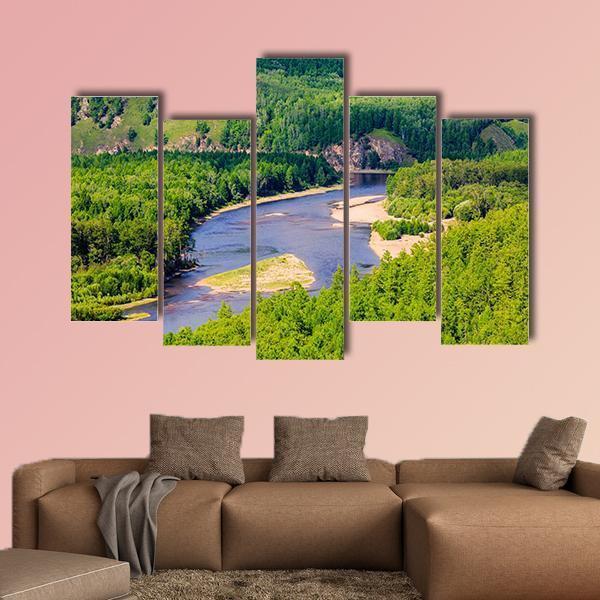 White Deer Island Mongolia Canvas Wall Art-5 Pop-Gallery Wrap-47" x 32"-Tiaracle