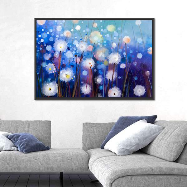 White Flowers Field Vertical Canvas Wall Art-3 Vertical-Gallery Wrap-12" x 25"-Tiaracle