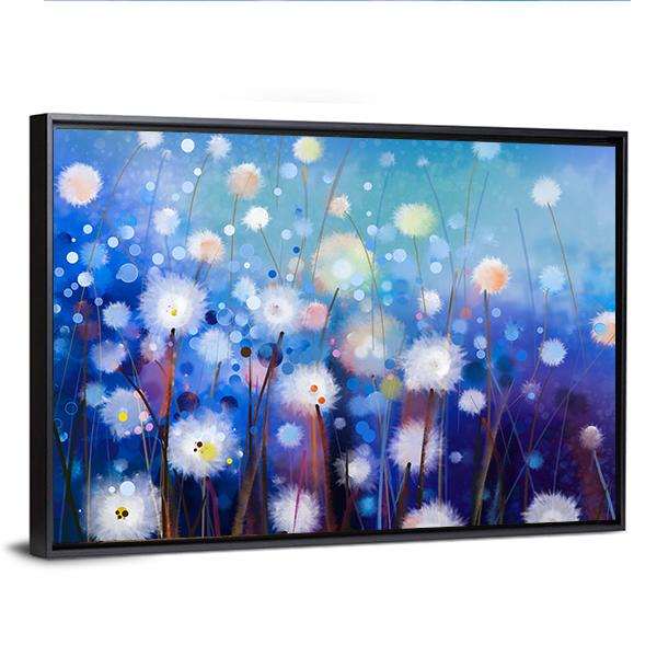 White Flowers Field Vertical Canvas Wall Art-3 Vertical-Gallery Wrap-12" x 25"-Tiaracle