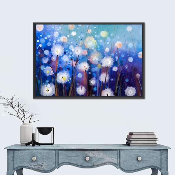 White Flowers Field Vertical Canvas Wall Art-3 Vertical-Gallery Wrap-12" x 25"-Tiaracle