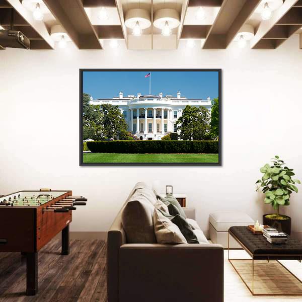 White House On Deep Blue Sky Canvas Wall Art-5 Horizontal-Gallery Wrap-22" x 12"-Tiaracle