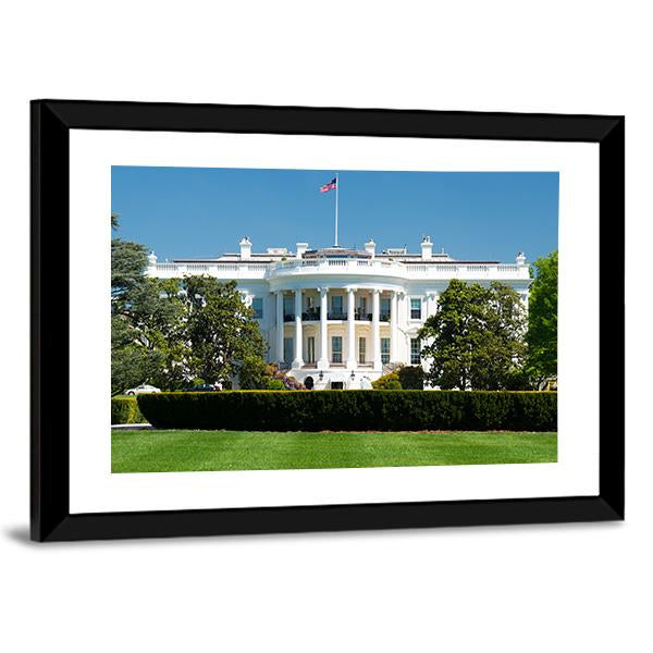White House On Deep Blue Sky Canvas Wall Art-5 Horizontal-Gallery Wrap-22" x 12"-Tiaracle