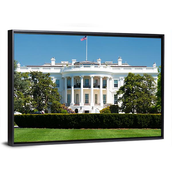 White House On Deep Blue Sky Canvas Wall Art-5 Horizontal-Gallery Wrap-22" x 12"-Tiaracle