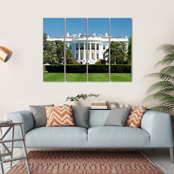 White House On Deep Blue Sky Canvas Wall Art-4 Horizontal-Gallery Wrap-34" x 24"-Tiaracle