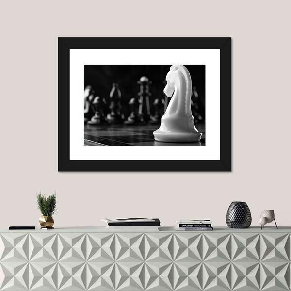 White Knight Chess Piece Canvas Wall Art-1 Piece-Framed Print-20&quot; x 16&quot;-Tiaracle