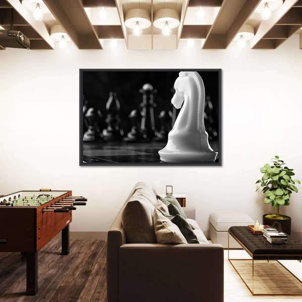 White Knight Chess Piece Canvas Wall Art-5 Horizontal-Gallery Wrap-22" x 12"-Tiaracle