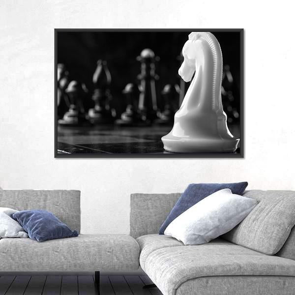 White Knight Chess Piece Canvas Wall Art-5 Horizontal-Gallery Wrap-22" x 12"-Tiaracle