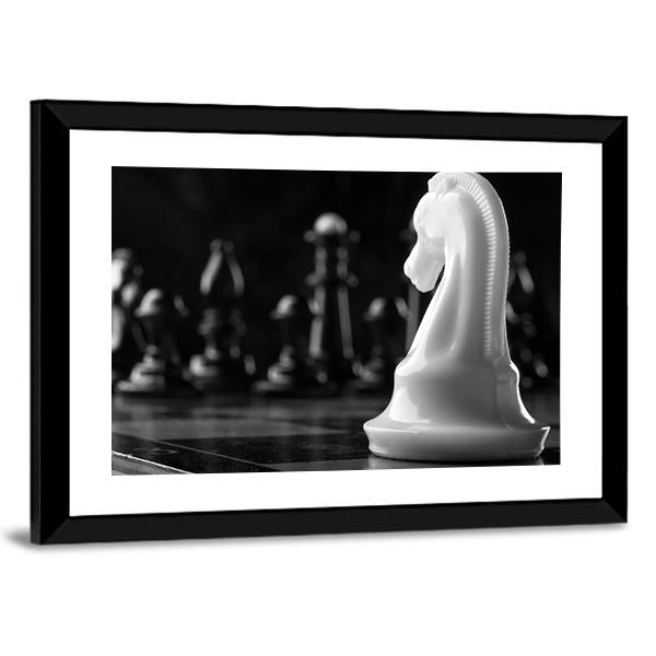 White Knight Chess Piece Canvas Wall Art-5 Horizontal-Gallery Wrap-22" x 12"-Tiaracle
