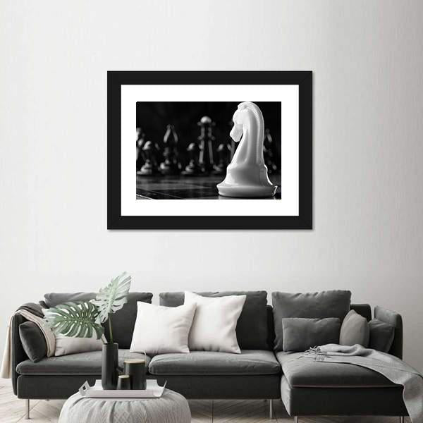 White Knight Chess Piece Canvas Wall Art-5 Horizontal-Gallery Wrap-22" x 12"-Tiaracle